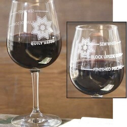 Quilt Happy Wine Glass