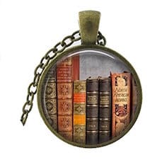 Library Book Pendant Necklace
