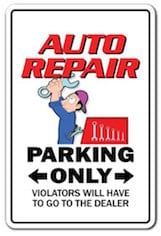 auto repair parking sign